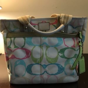Authentic Large Coach Scribble Pattern Tote bag